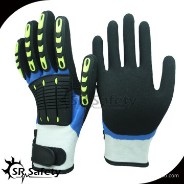 SRSAFETY double dipped nitrile mechanic hand glove with TPR on back